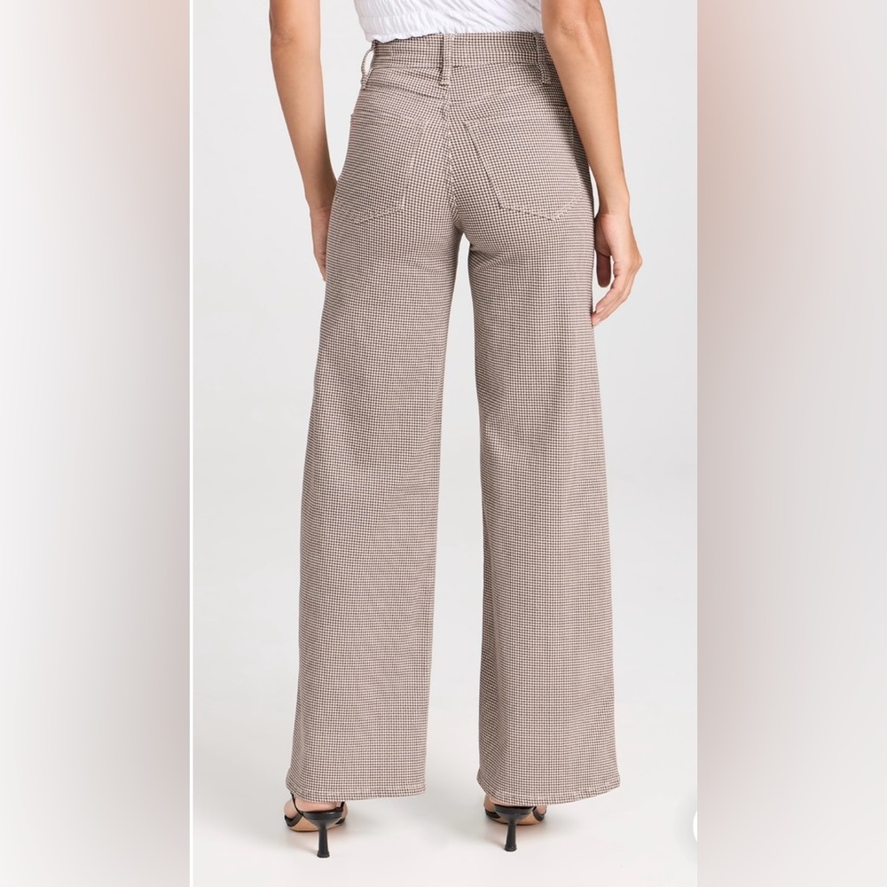 FRAME Le Slim Palazzo Pants Houndstooth Cream and Brown Size 32 - Picture 9 of 12